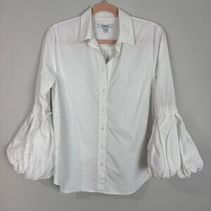 Derek Lam 10 Crosby 100% Cotton White Balloon Sleeve Button Down Top Size 4